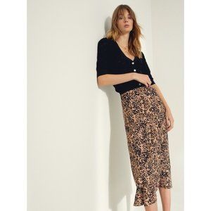 Aritzia Wilfred Leopard Print Midi Skirt